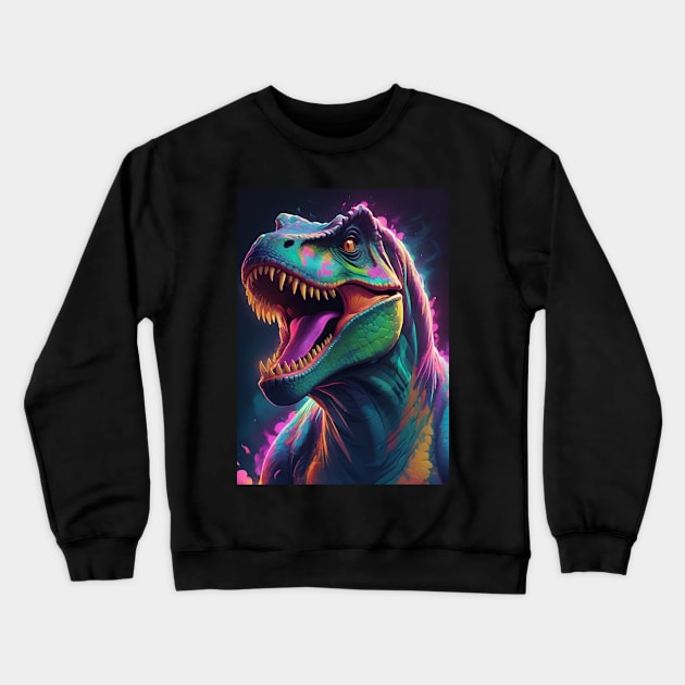 Colourful T Rex Dinosaur Crewneck Sweatshirt by Rossie Designs